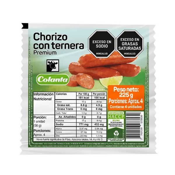 Chorizo Ternera Colanta 225 g x 4 u