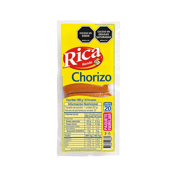 Chorizo Rica 1 Kg x 20 u