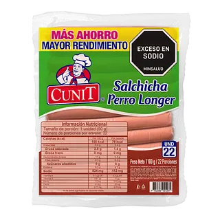 Salchicha Perro Longer Cunit 1.1 Kg x 22 u