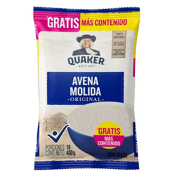 Avena Quaker Molida x 400 g