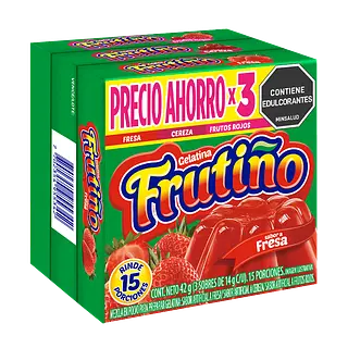 Gelatina Frutiño Frutos Rojos, Cereza Y Fresa x 3