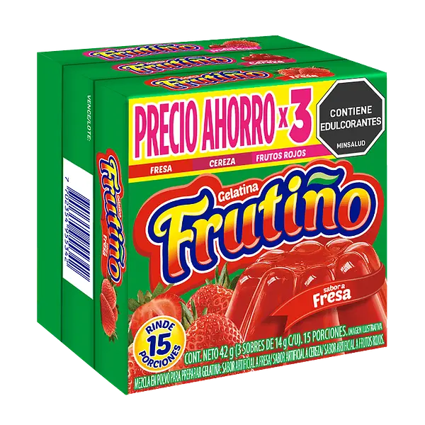 Gelatina Frutiño Frutos Rojos, Cereza Y Fresa x 3