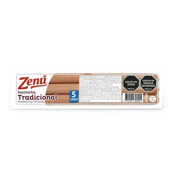 Salchicha Tradicional Pentapack Zenú x 170 g